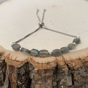 Labradorite Gemstone adjustable silver bracelet